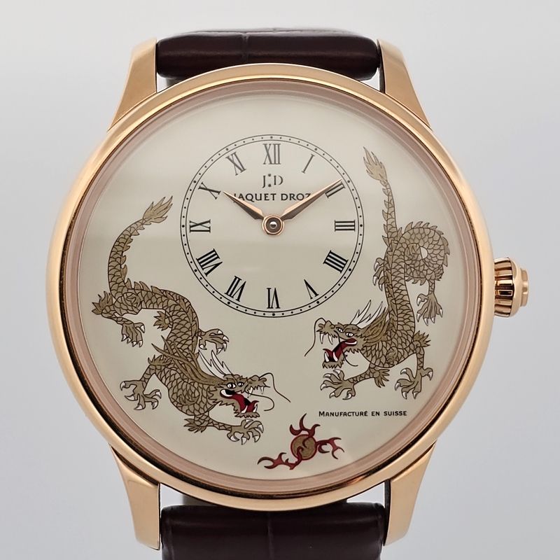 Jaquet Droz Petite Heure Minute Dragon Red Gold Grand Feu Enamel J005033217