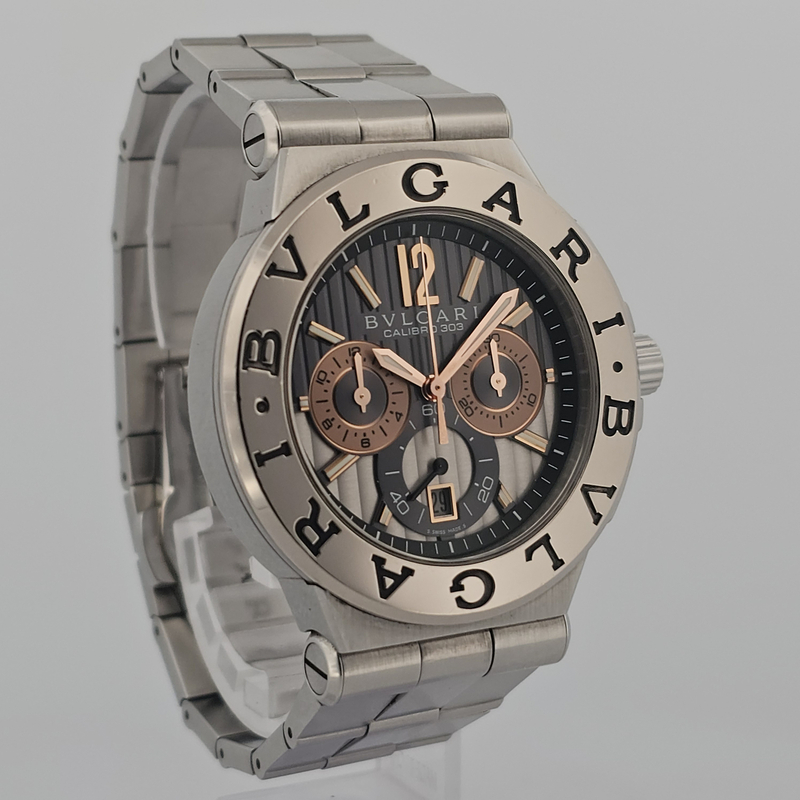 Bvlgari Diagono Calibro 303 18k White Gold Bezel 42mm DG42SWGCH